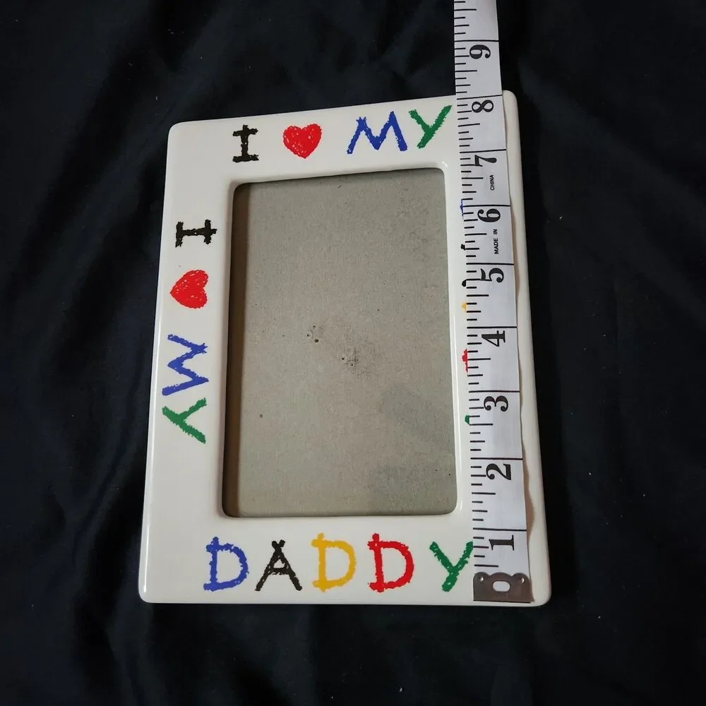 Vintage I Love My Daddy Crayon Look Ceramic Picture Frame 4 X 6Photo Colorful